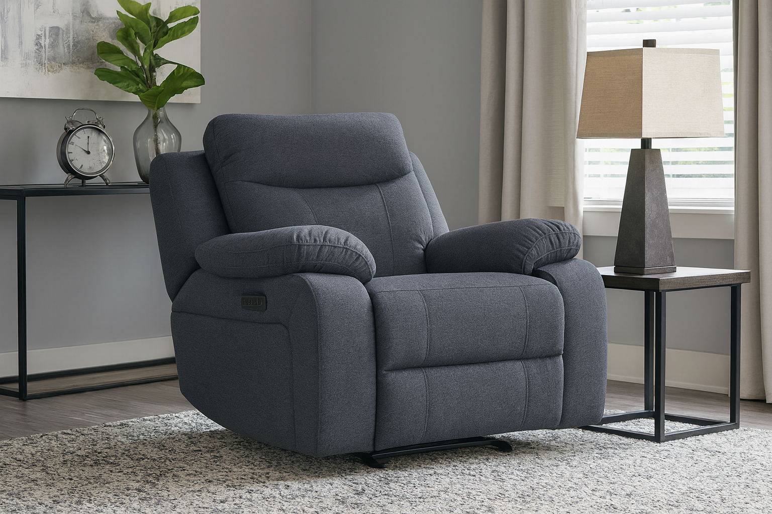 SAR 3,7002,100 Vinson Manual Recliner  Fabric Steel Blue