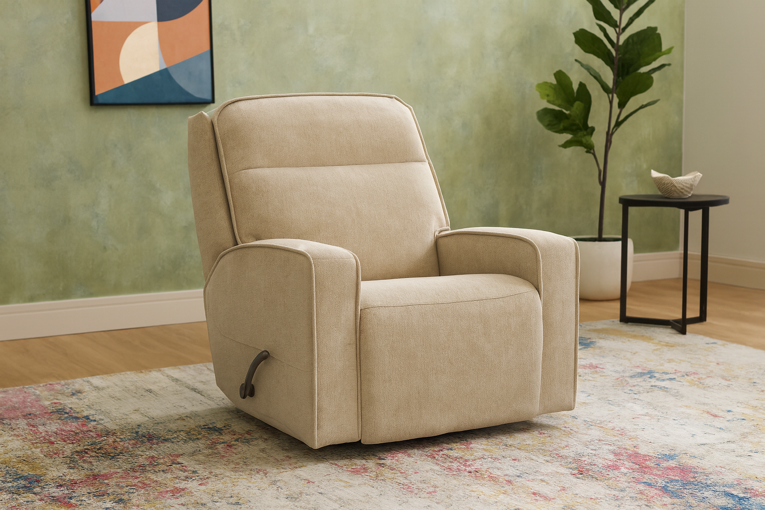 SAR 3,7502,250  Cole Manual Glider Recliner with SwivelFabric Butter Cream
