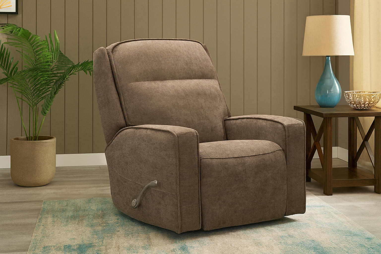 SAR 3,7502,250  Cole Manual Glider Recliner with SwivelFabric Warm Brown